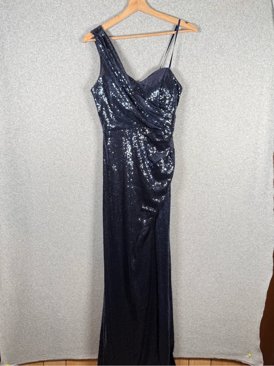 Cache Dresses & Skirts - Cache Dress Womens 4 Blue Sequin One Shoulder Maxi Prom Gala‎